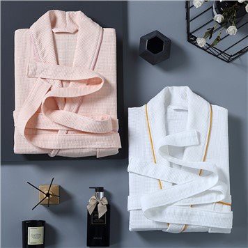 Peignoir gaufré à col châle kimono